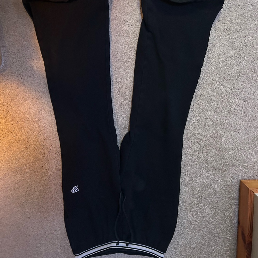 PINK Victoria's Secret Black Cropped Sweatpants with White Waistband Trim